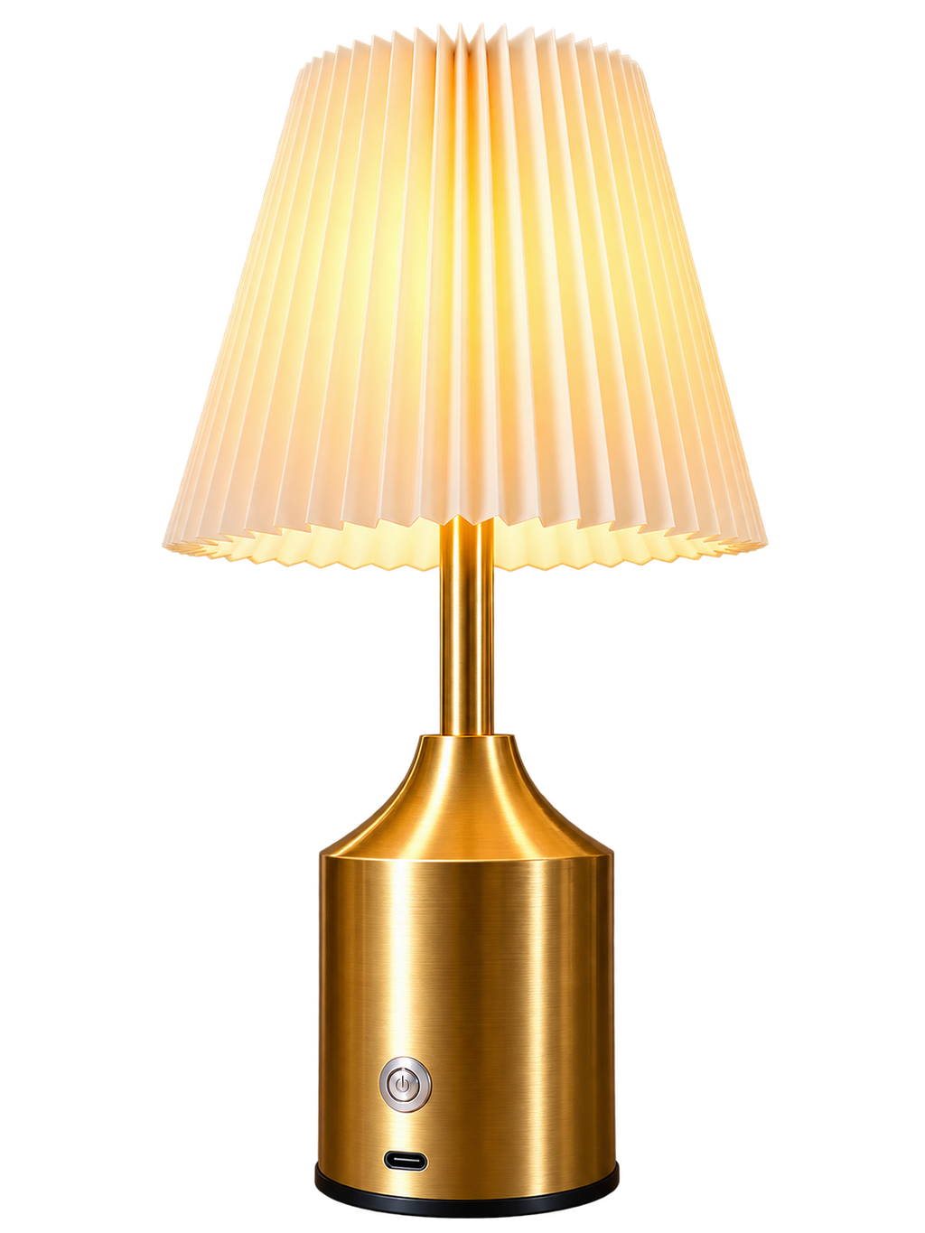 Luxury Black Pleated Table Lamp with Gold Metal Base