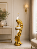 Luxury Peacock Floor Sculpture | Decorative Resin Peacock Statue on Pedestal | Premium Home & Hotel Floor Décor