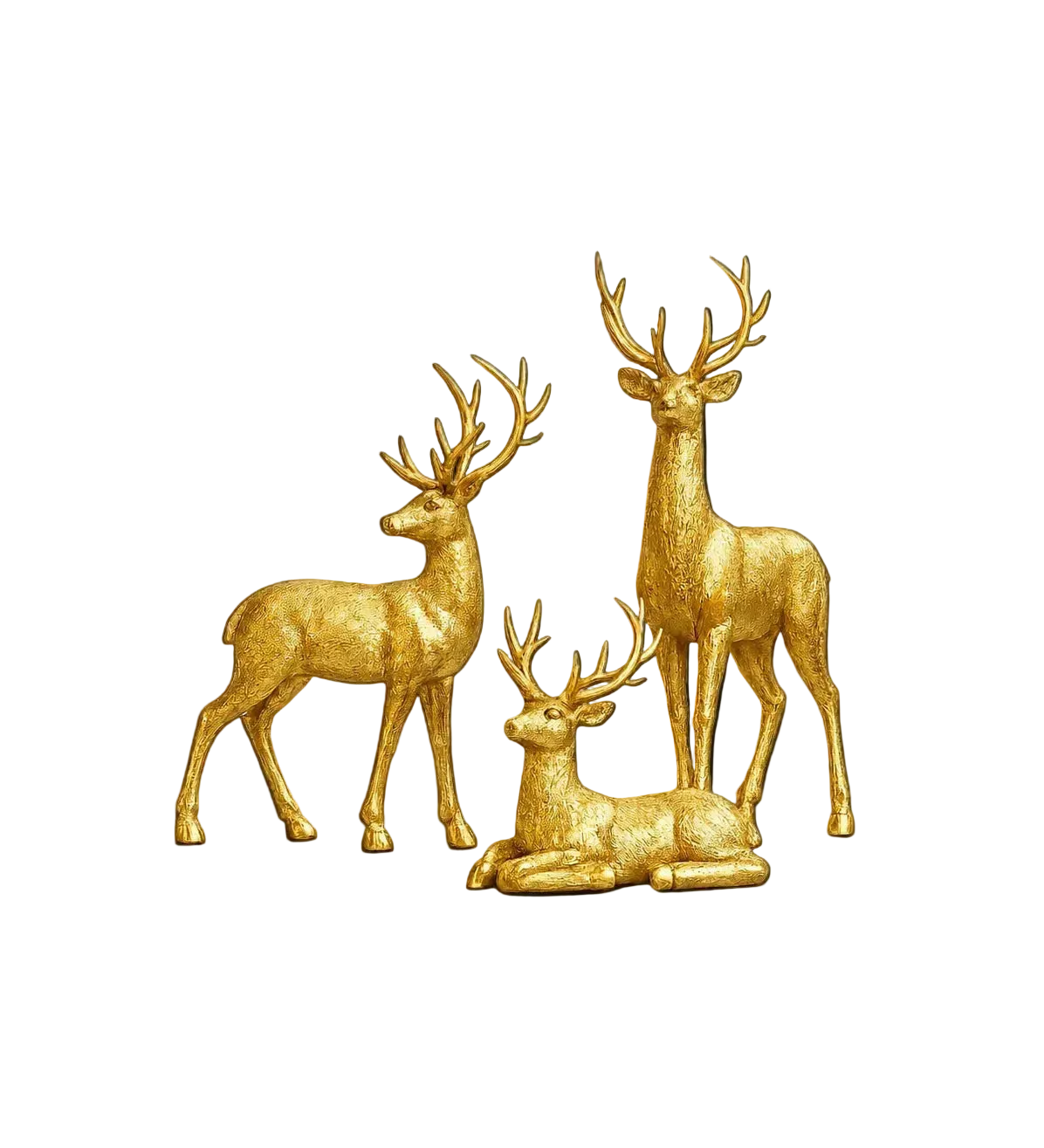 Luxury Golden Deer Family Sculpture Set – 3 Piece Resin Home Décor