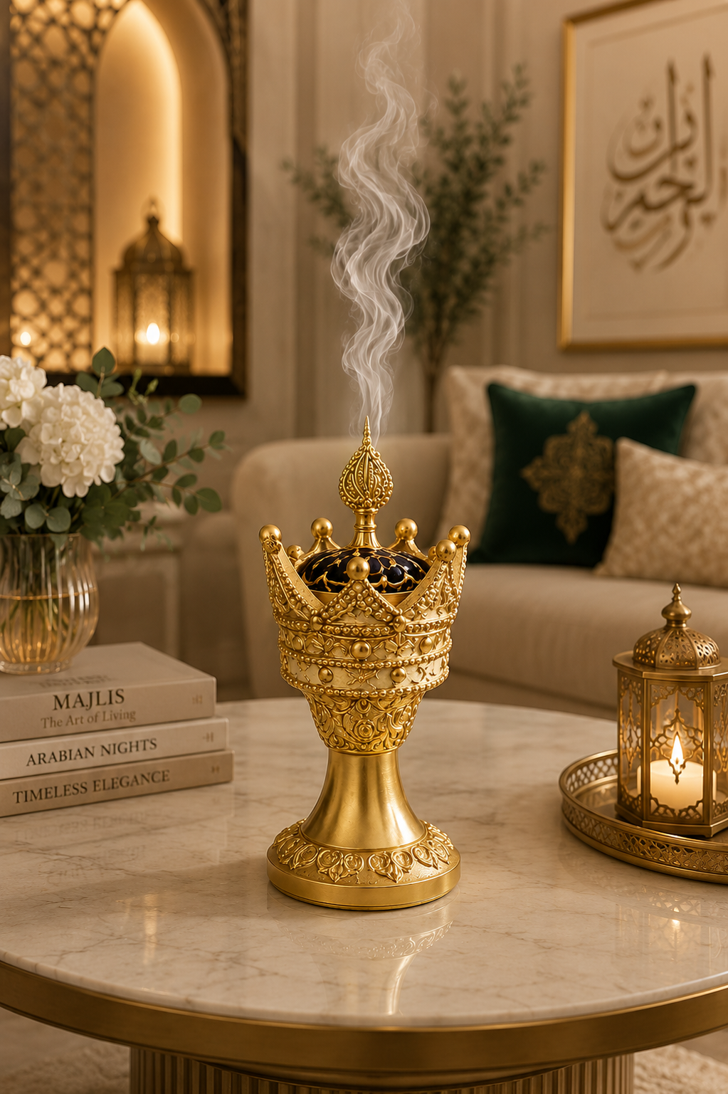 Luxury Crown Bakhoor Burner | Gold Resin Incense Burner | Decorative Arabian Bukhoor Holder | Home Fragrance Decor