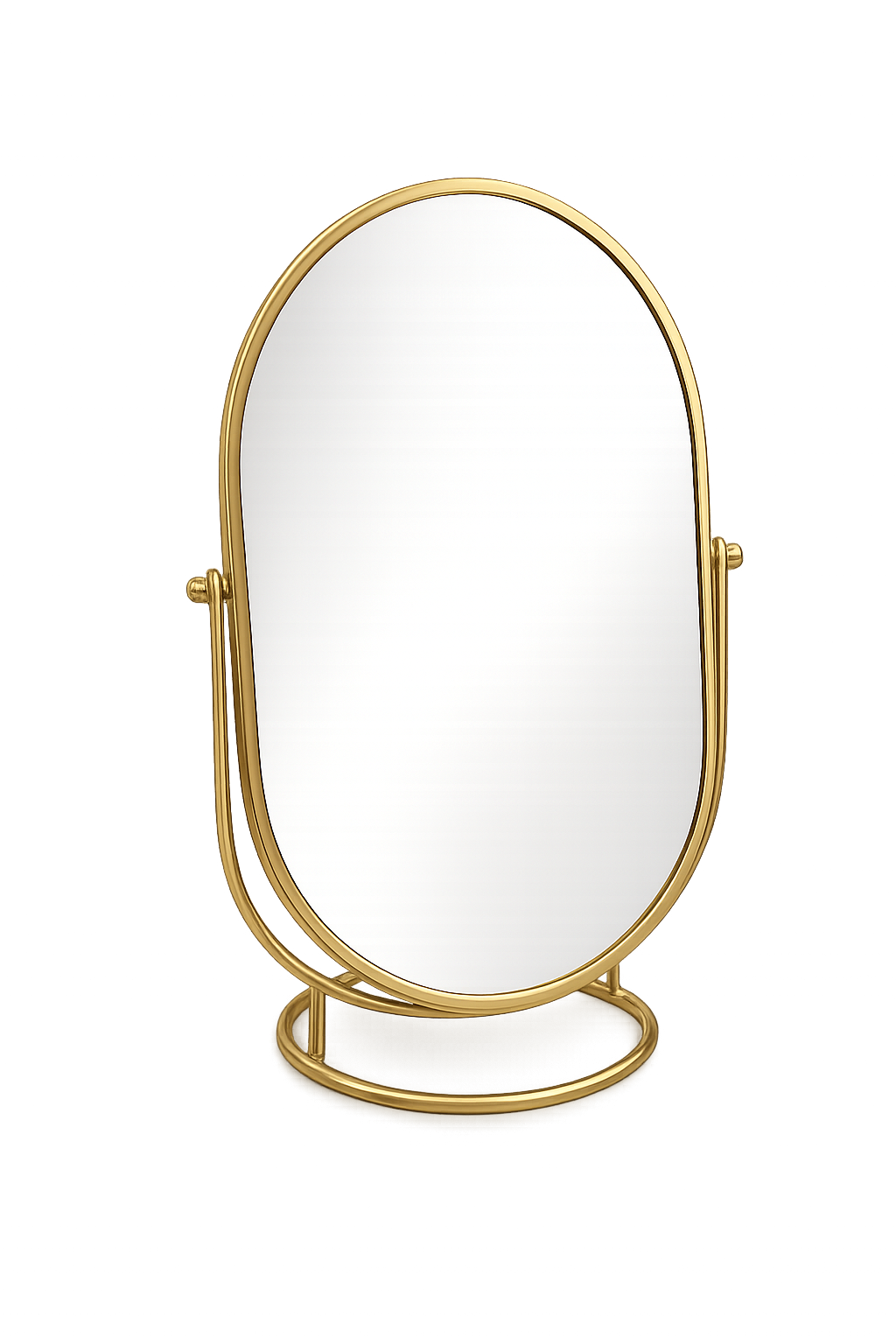 Luxury Gold Oval Tabletop Vanity Mirror – Double-Sided Rotating Makeup Mirror | Modern Metal Desk Mirror