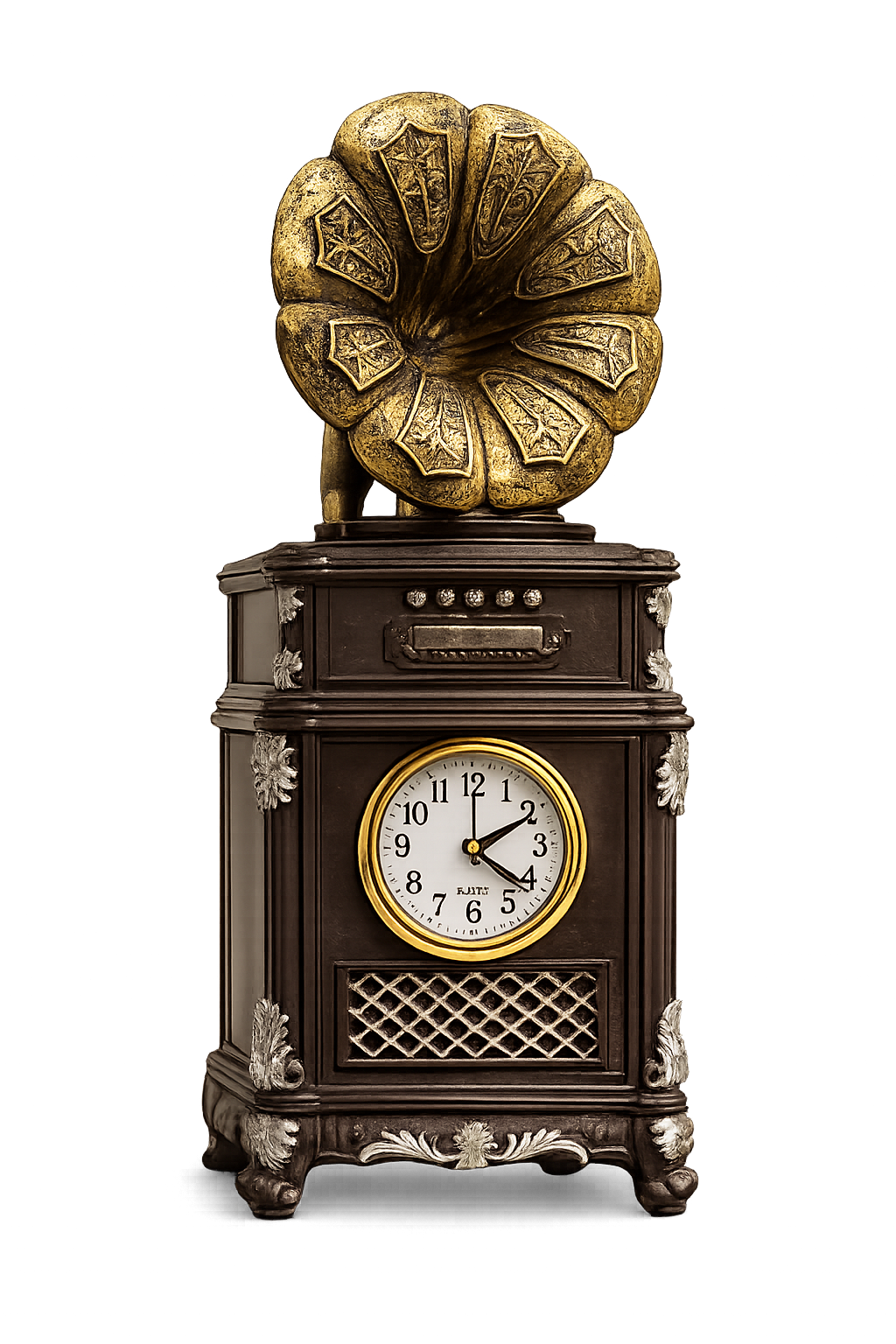 Vintage Gramophone Table Clock – Antique Retro Desktop Clock for Home & Office Décor