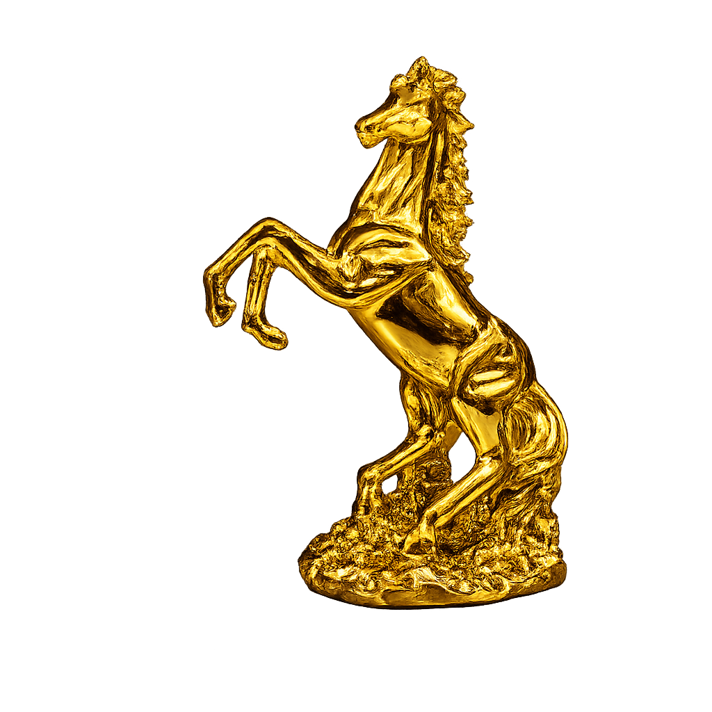 Fiber Horse "Eldorado Majesty" All-Gold Rearing Horse Sculpture – Premium High-Radiance Resin Luxury Statue