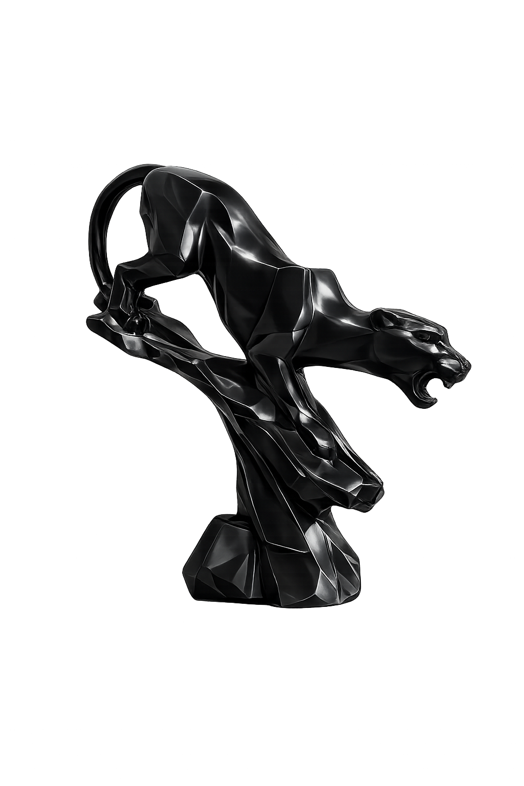 Abstract Black Panther Sculpture | Modern Geometric Resin Leopard Statue | Luxury Animal Showpiece for Home & Office Décor