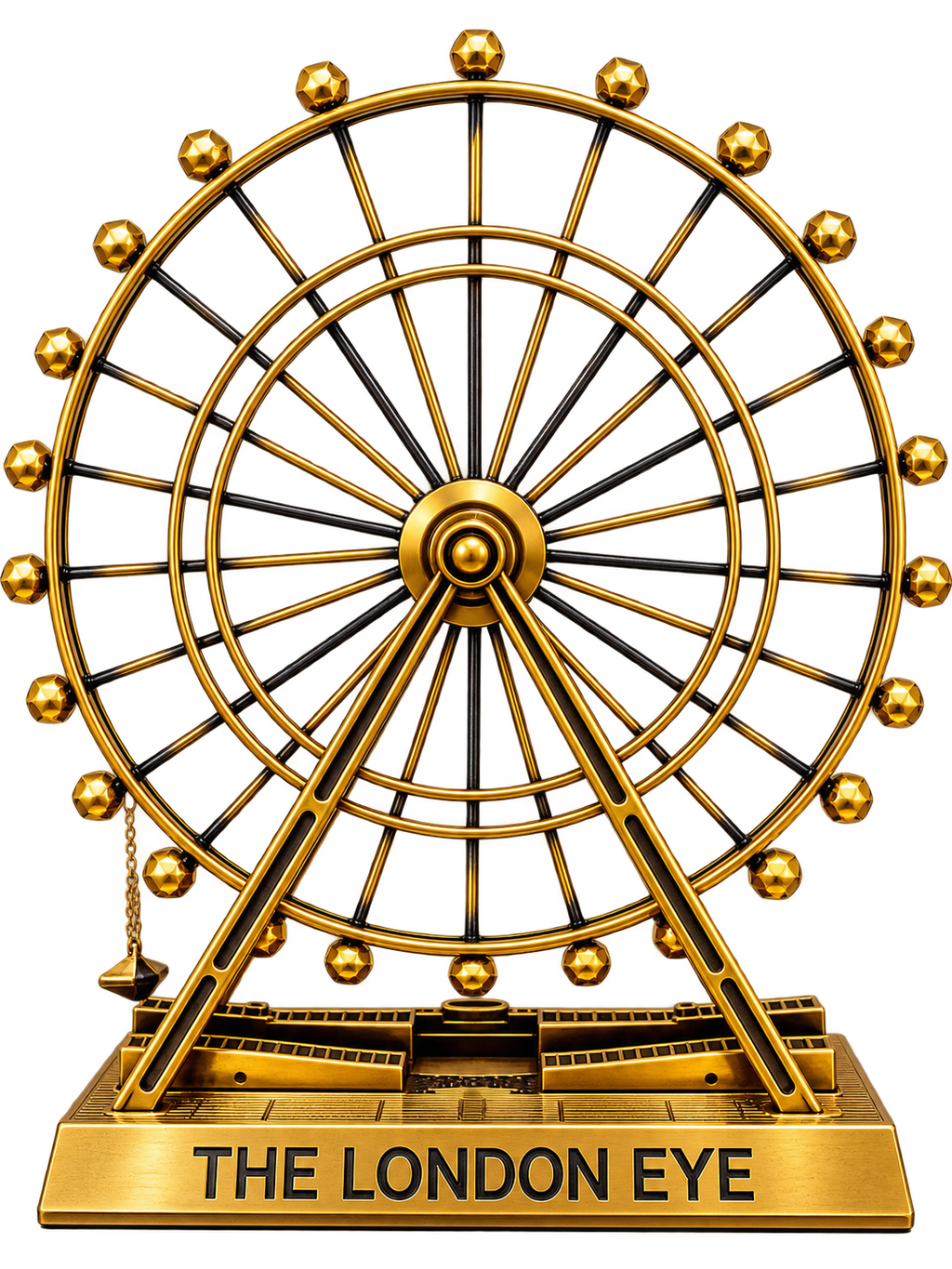 Luxury London Eye Ferris Wheel Metal Showpiece – Gold Decorative Tabletop Sculpture