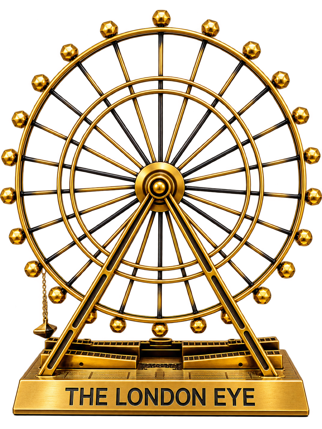Luxury London Eye Ferris Wheel Metal Showpiece – Gold Decorative Tabletop Sculpture