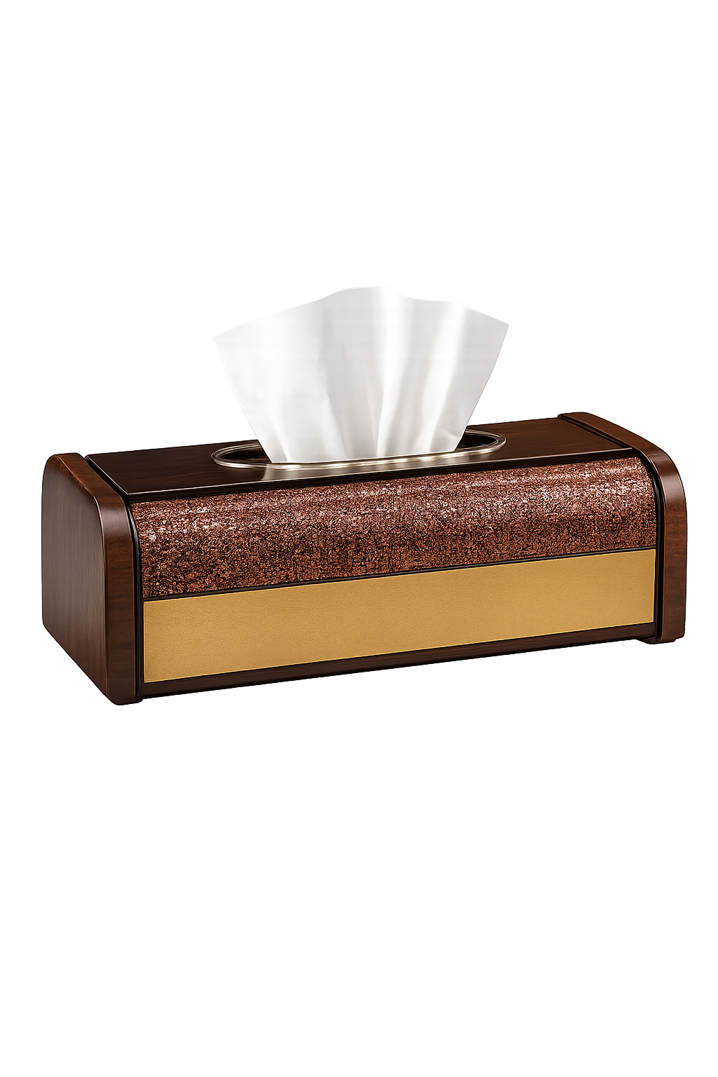 Luxury Gold Mosaic Wooden Tissue Box Holder | Premium Decorative Tissue Box Cover