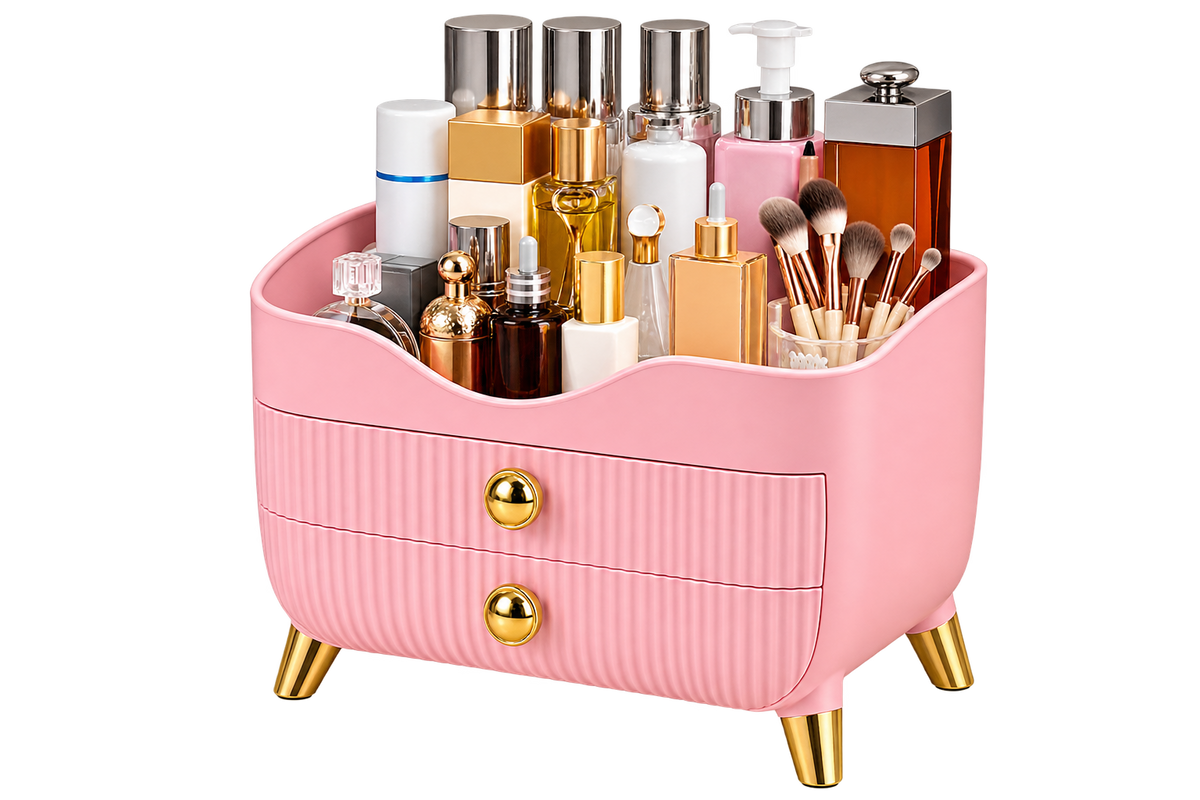 Pink Luxury Makeup Organizer with Drawers – Vanity &amp; Cosmetics Storage