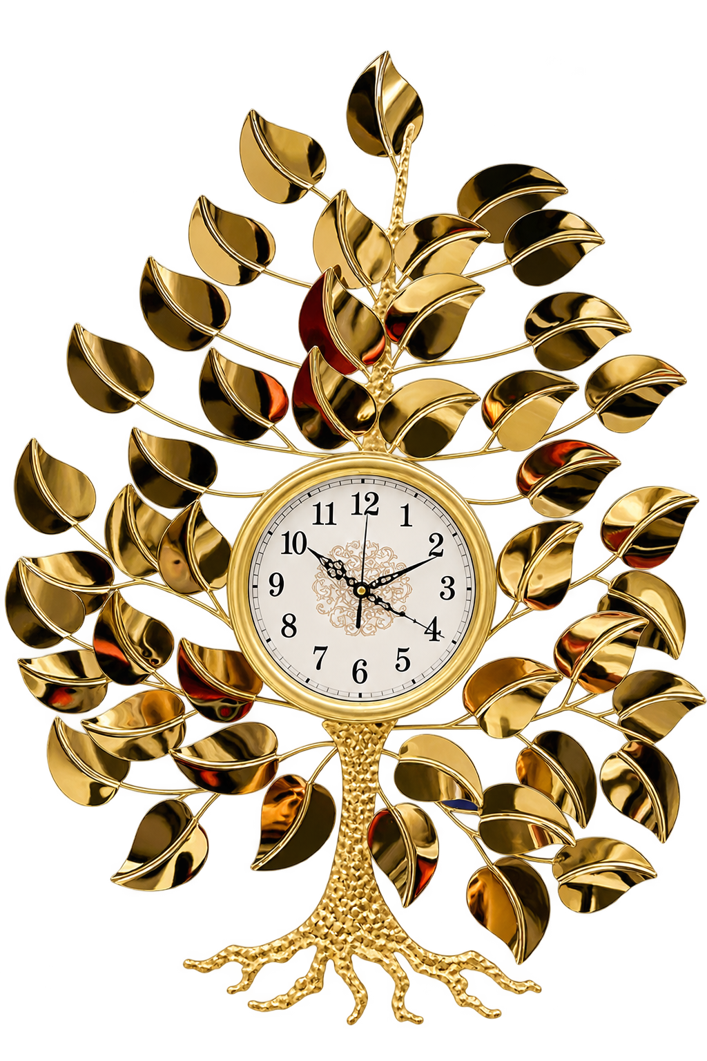 Luxury Golden Tree of Life Wall Clock – Elegant Leaf Branch Design