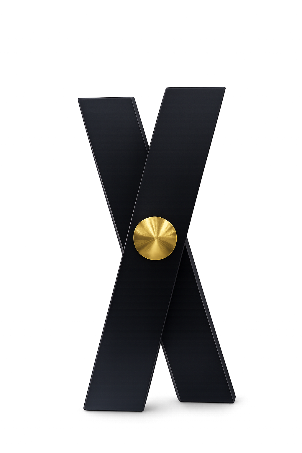 Modern X-Shaped Decorative Sculpture | Black & Gold Metal Table Accent | Luxury Contemporary Home Décor