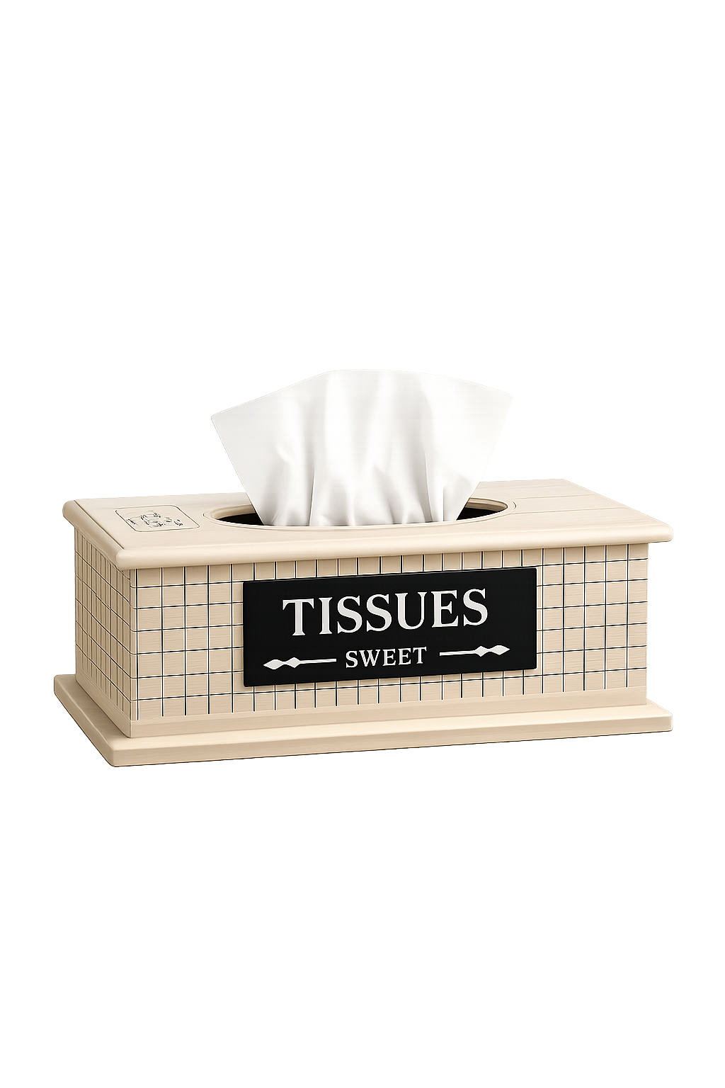 Premium Wooden Tissue Box Cover with Grid Design – Decorative Tissue Holder for Living Room, Dining Table & Office