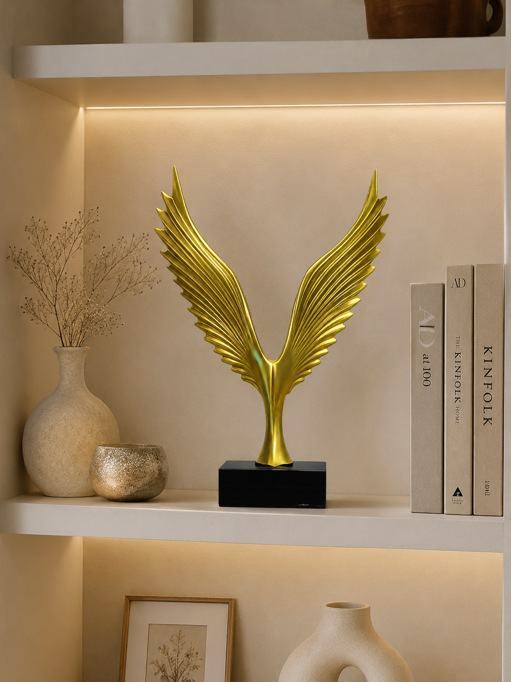 Luxury Golden Angel Wings Sculpture – Modern Tabletop Decor