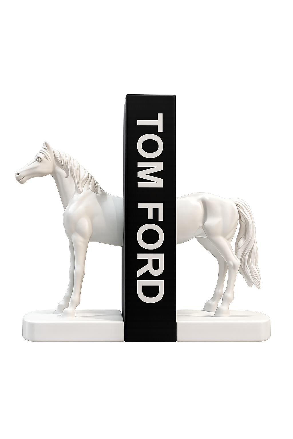 Modern Horse Bookends | White Resin Decorative Book Holder Set | Luxury Home Décor