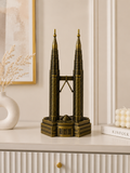 Twin Towers Metal Sculpture | Architectural Landmark Table Décor | Luxury Gold Home Accent