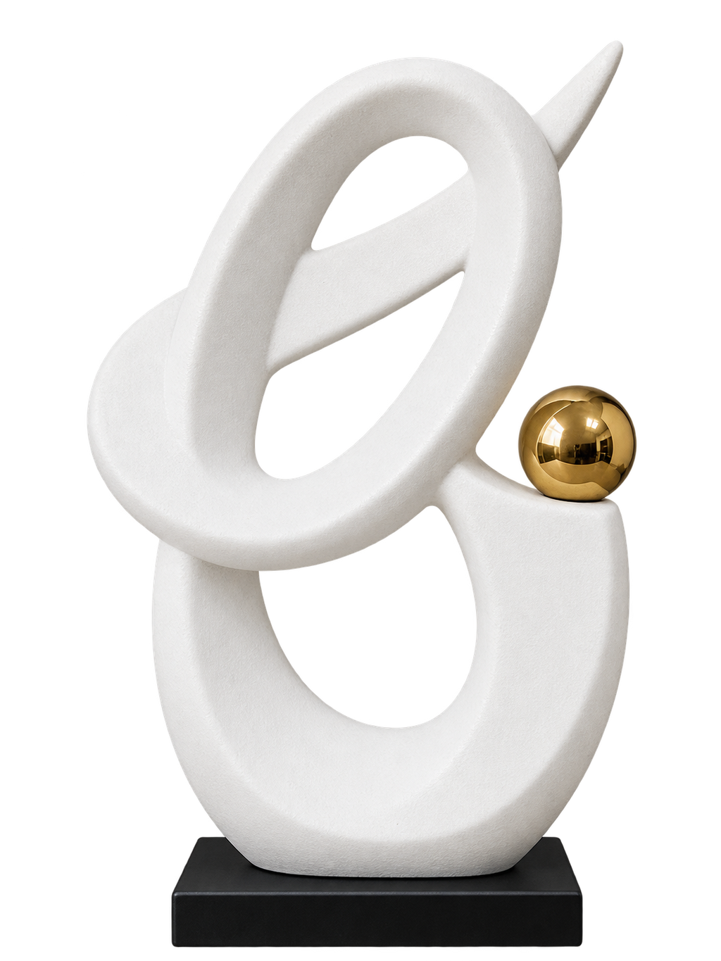 Modern Abstract Loop Sculpture with Gold Accent & Black Base