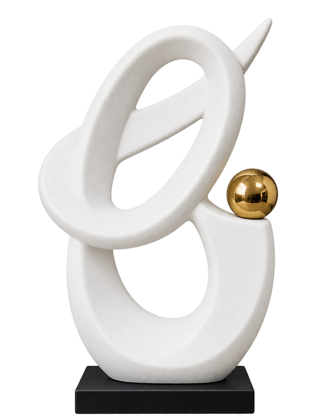 Modern Abstract Loop Sculpture with Gold Accent & Black Base