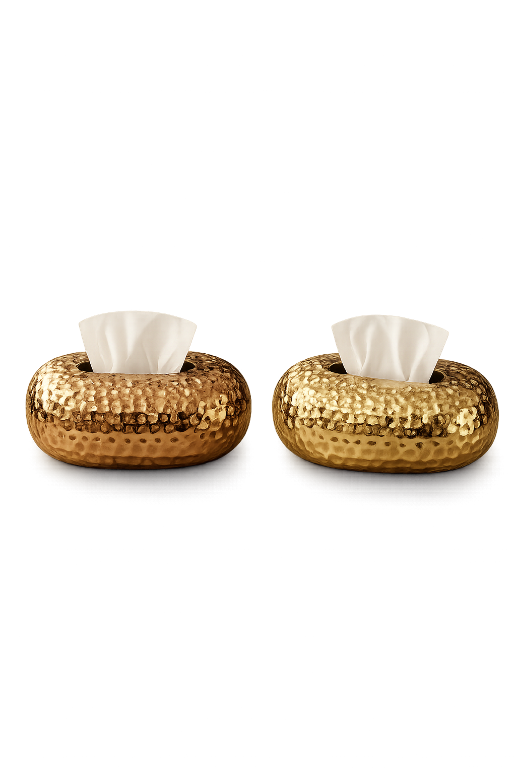 Luxury Hammered Round Tissue Box Holder | Modern Decorative Tissue Case | Premium Home & Office Tissue Organizer