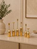 Modern Gold Metal Candle Holder Set – Elegant Decorative Centerpieces for Dining & Home Décor
