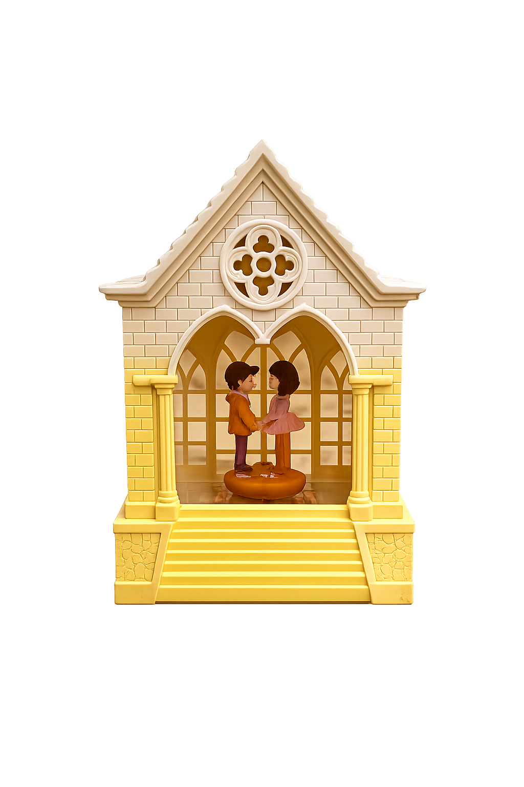 Romantic Cathedral Castle Night Light Lamp – Sweet Couple Figurine Ornament