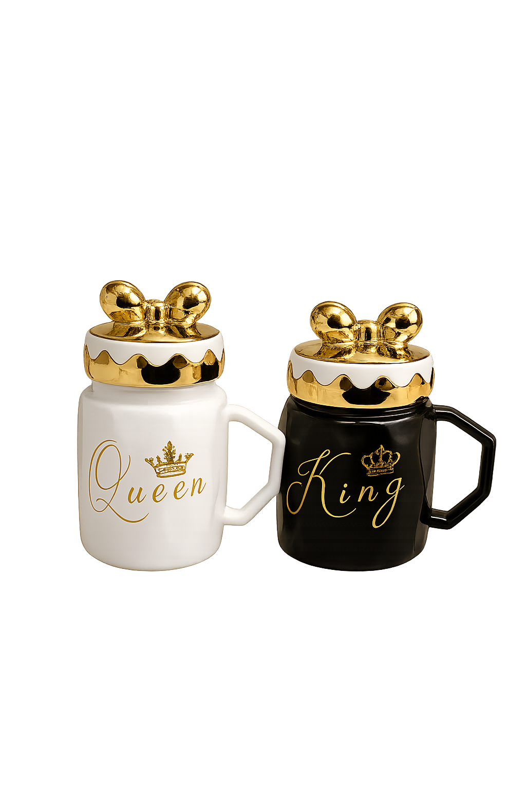 Royal Gold Crown Lid Ceramic Mug – Elegant Queen Coffee Cup with Handle