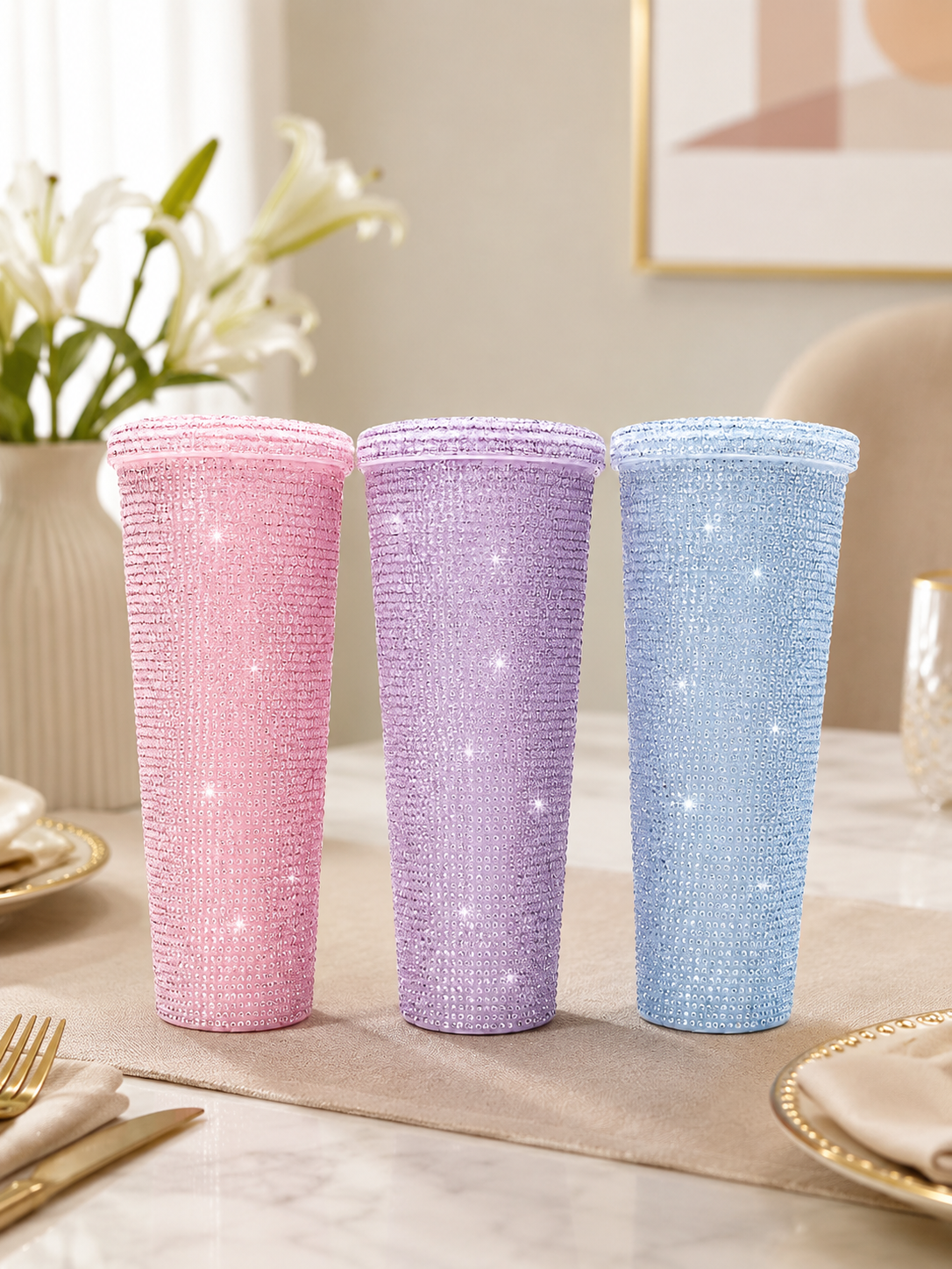 Sparkle Every Sip Full-Rhinestone Sipper Tumbler – Bling Diamond Studded Water Bottle