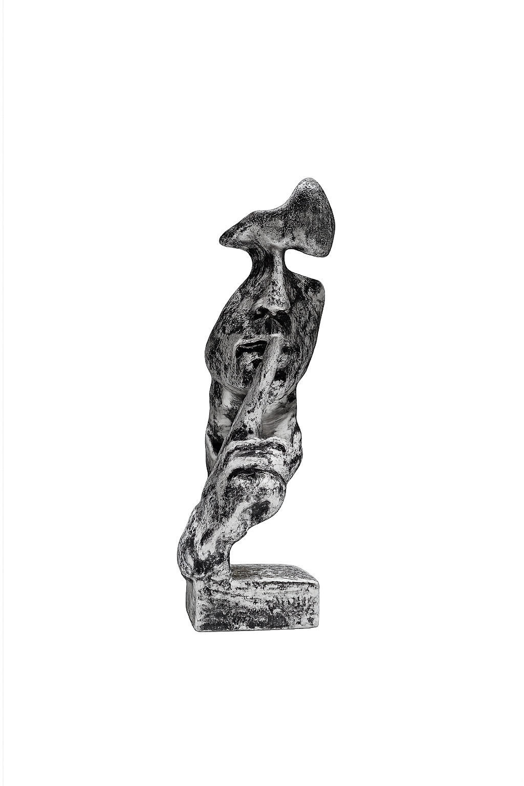 Abstract "Silence" Face Sculpture – Modern Resin Decorative Tabletop Statue (Black & White Finish)