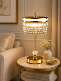Luxury Crystal LED Table Lamp | Gold Metal & Crystal Acrylic Bedside Lamp | Modern Decorative Accent Light