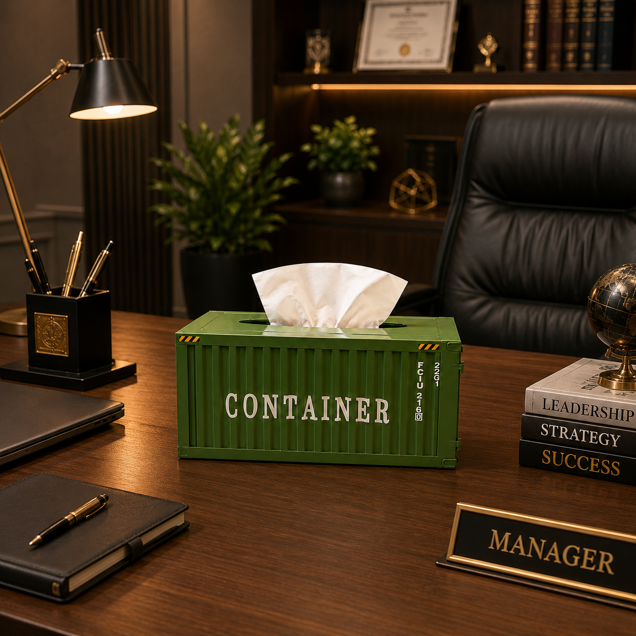 Container Style Tissue Box Holder | Creative Desktop Tissue Dispenser | Decorative Storage Box | Home & Office Organizer