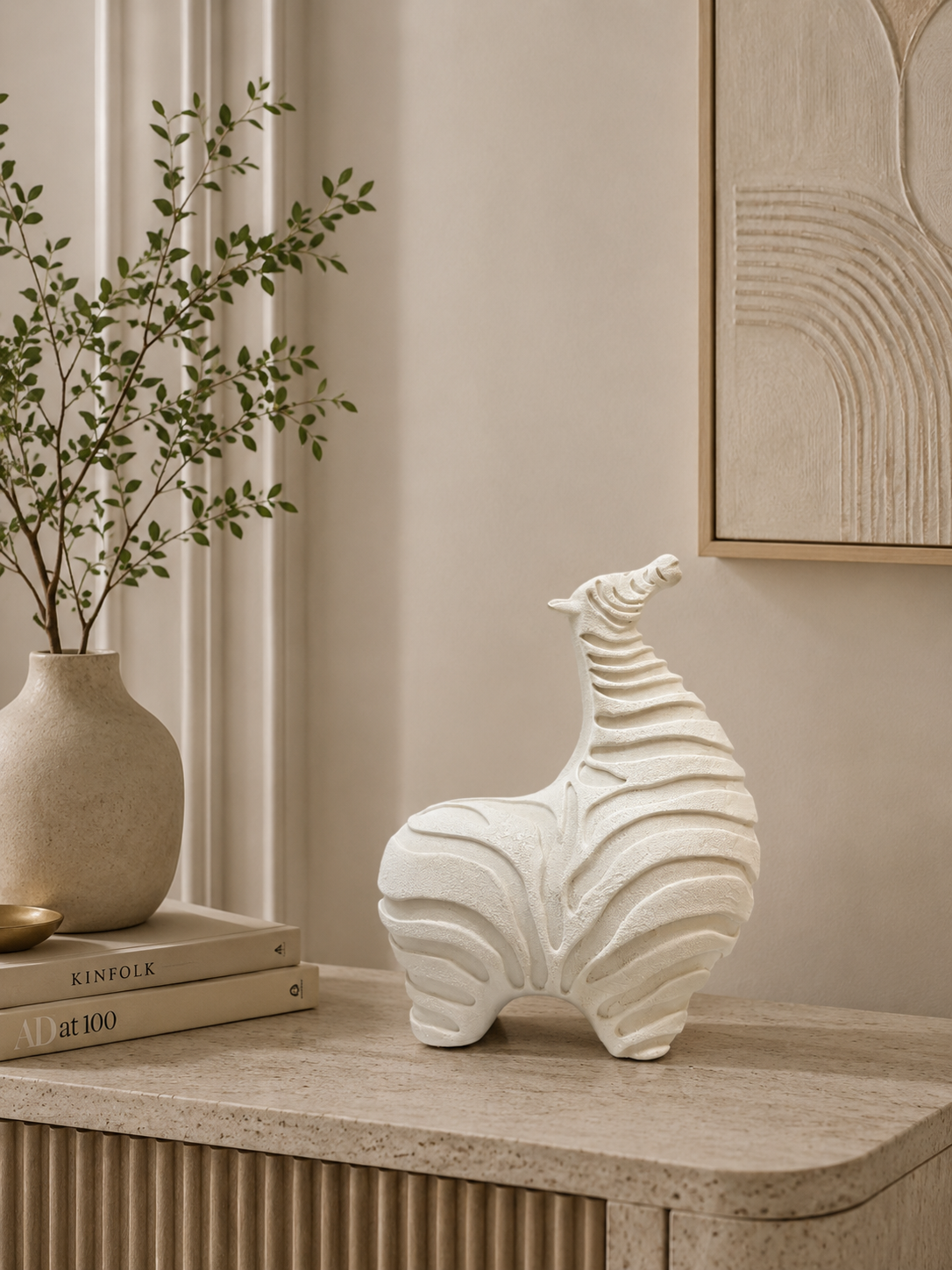 Modern Abstract Zebra Sculpture | Luxury Resin Animal Figurine | Decorative Home Décor Showpiece
