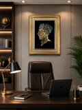 Luxury Golden Quaid e Azam Sculpture Vintage Portrait Wall Art Frame