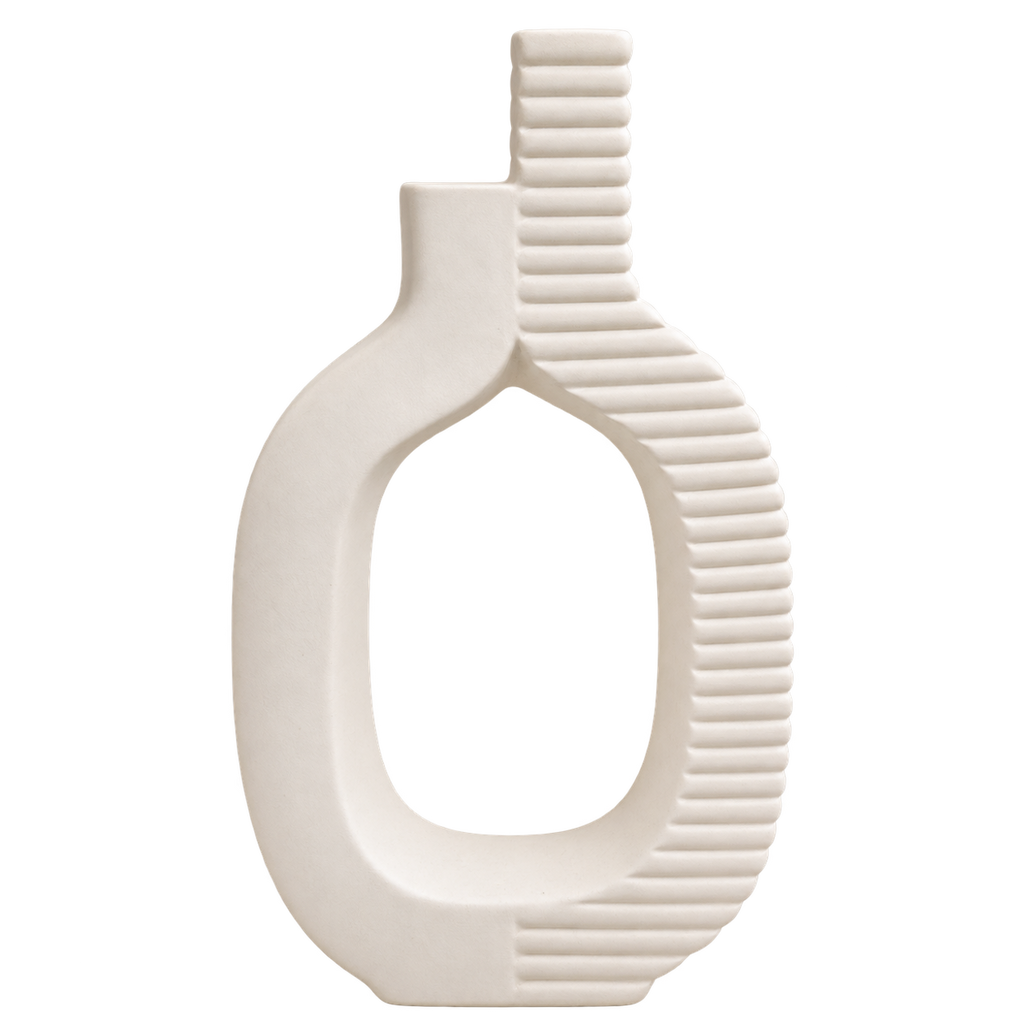 Modern Ribbed Arch Ceramic Vase – Minimalist Decorative Vase for Home Décor
