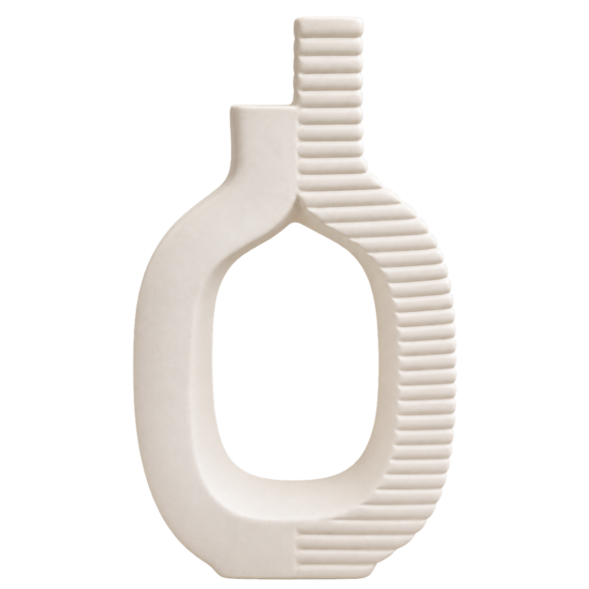 Modern Ribbed Arch Ceramic Vase – Minimalist Decorative Vase for Home Décor