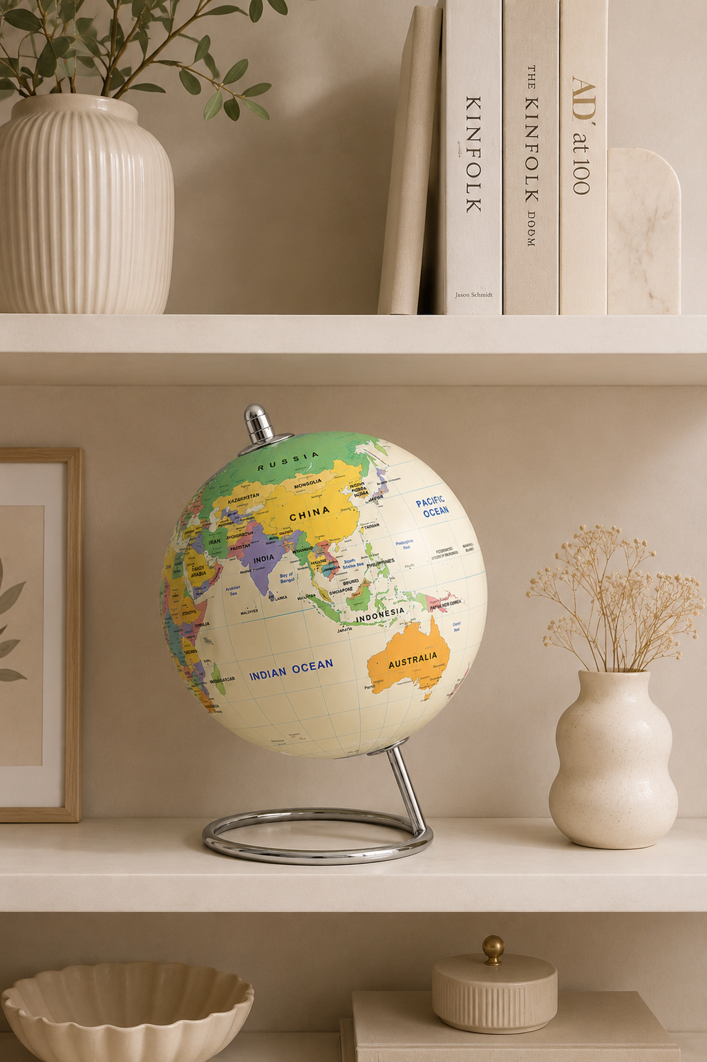 Modern Educational World Globe – Desktop Geographic Globe with Metal Stand | Office & Study Room Decor