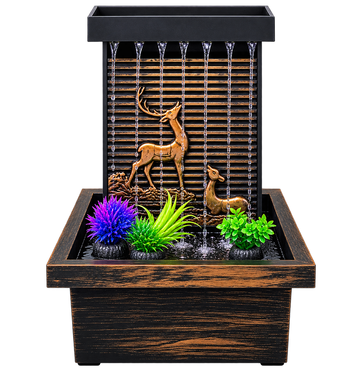 Rustic Deer Tabletop Water Fountain | Decorative Indoor Waterfall Fountain for Home & Office