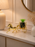 Luxury Golden Horse Cart Planter & Decorative Flower Pot