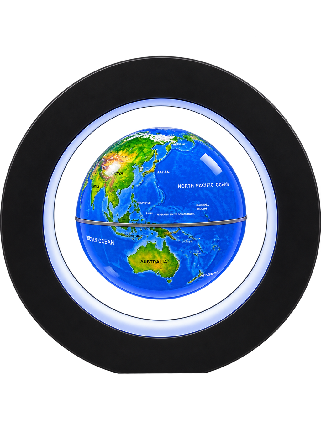 Premium Floating Magnetic Globe with LED Light | Rotating Levitation World Globe with Modern Circular Display Stand