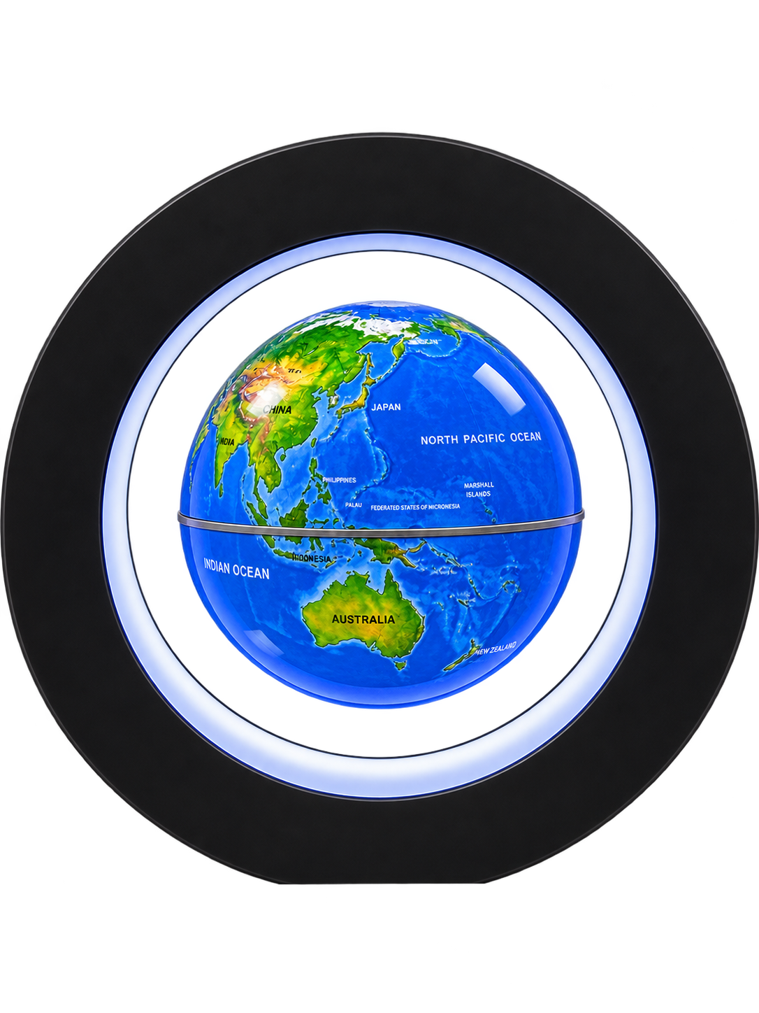 Premium Floating Magnetic Globe with LED Light | Rotating Levitation World Globe with Modern Circular Display Stand