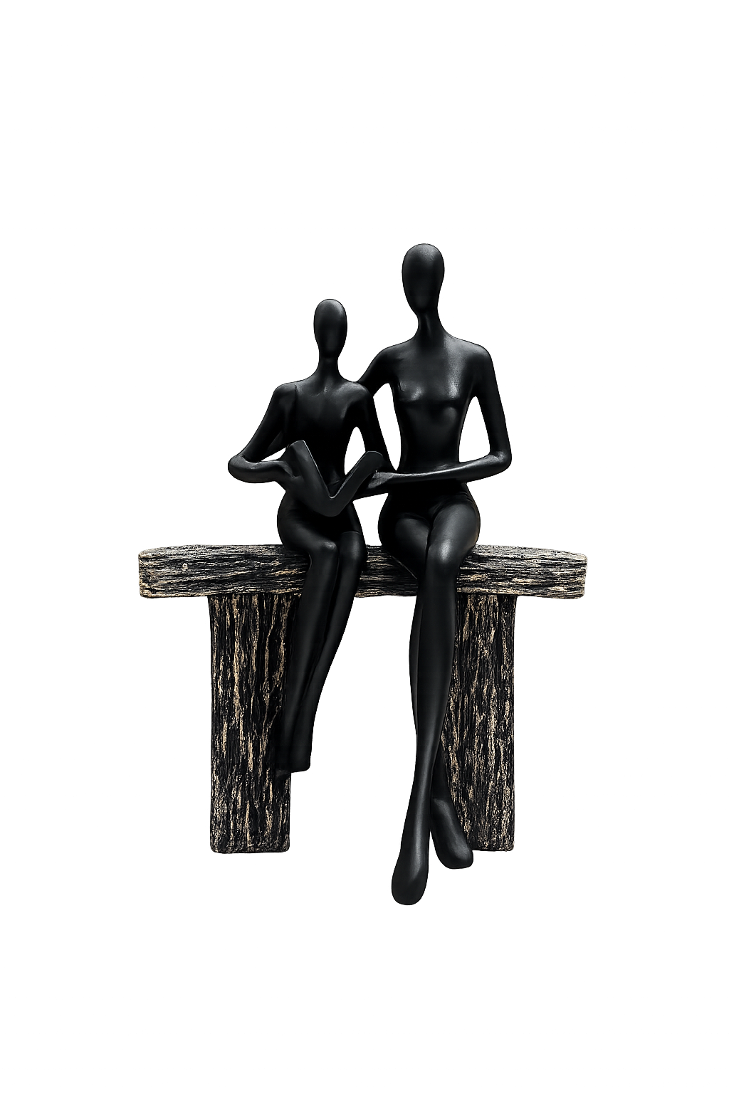 Abstract Couple Sitting on Bench Resin Sculpture – Romantic Home Décor Statue