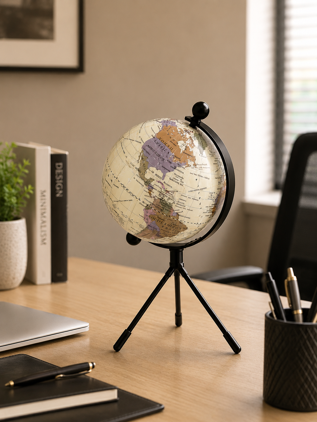 360° Rotating World Globe with Tripod Stand – Vintage Decorative & Educational Globe