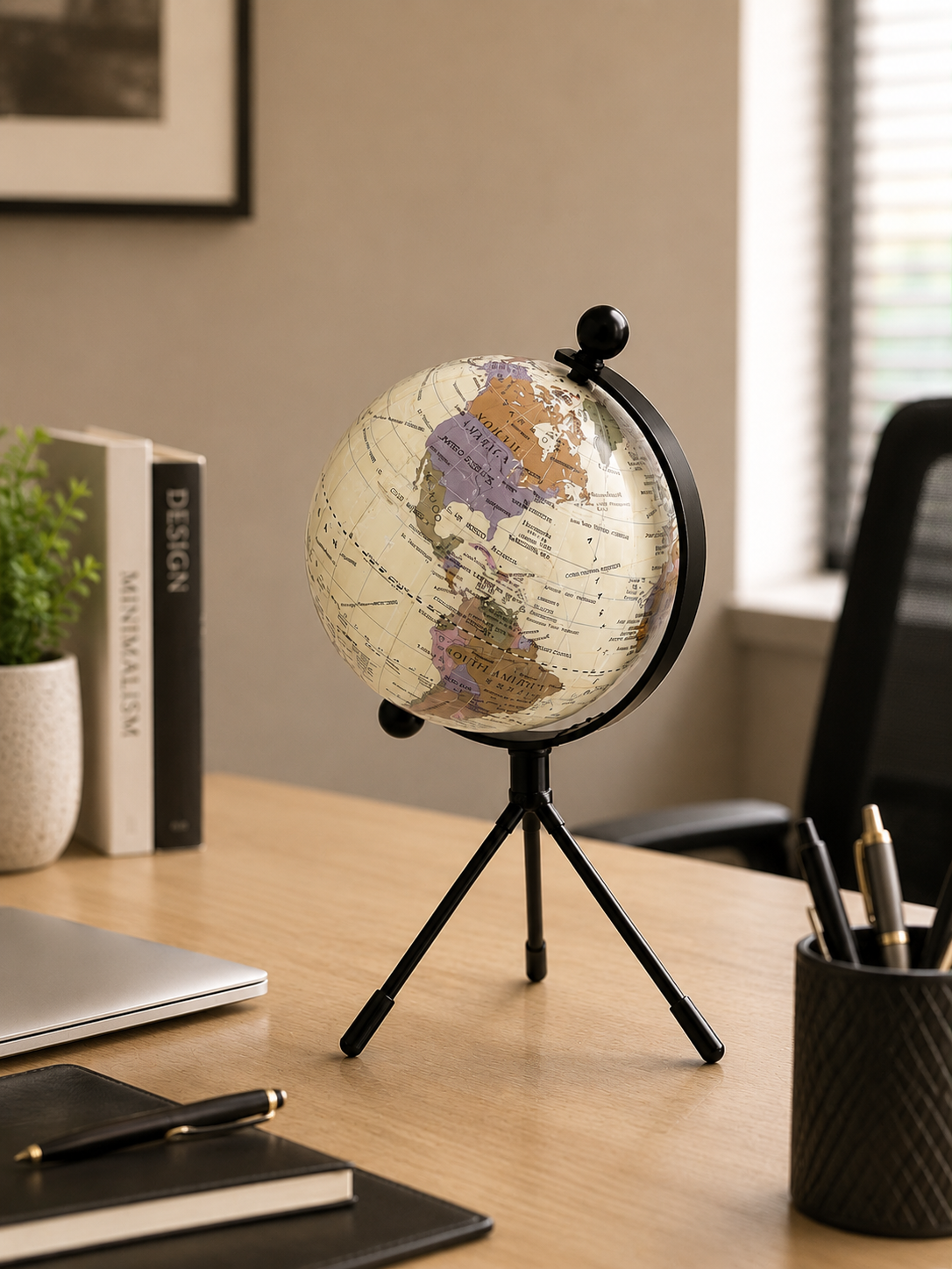 360° Rotating World Globe with Tripod Stand – Vintage Decorative & Educational Globe