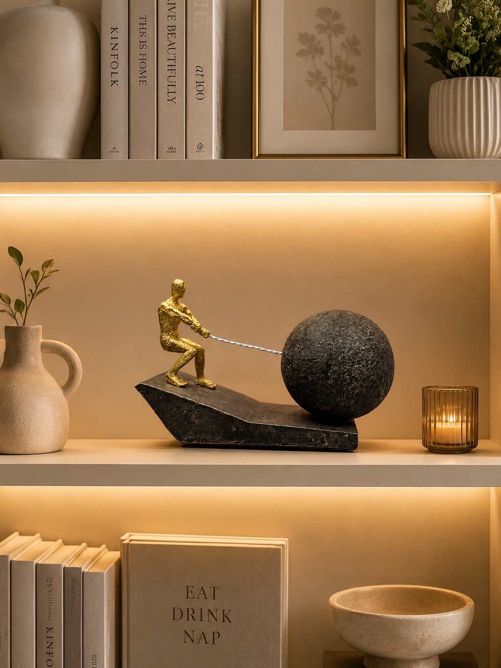 Abstract Strength & Determination Sculpture | Modern Pulling Figure Resin Statue | Luxury Home & Office Decorative Showpiece