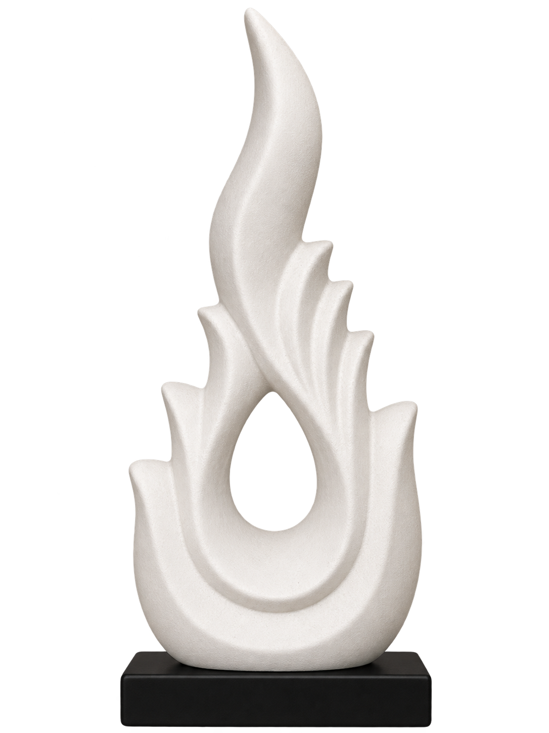 Modern Flame Abstract Sculpture with Black Base – Elegant Contemporary Home Décor