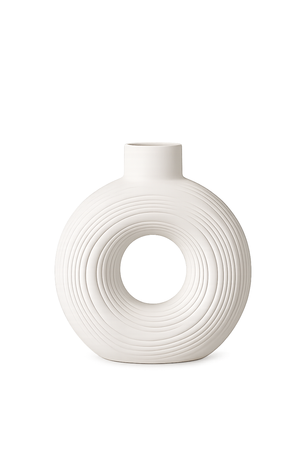 Modern Round Hollow Ceramic Vase | Minimalist Decorative Flower Vase | Luxury Home Décor