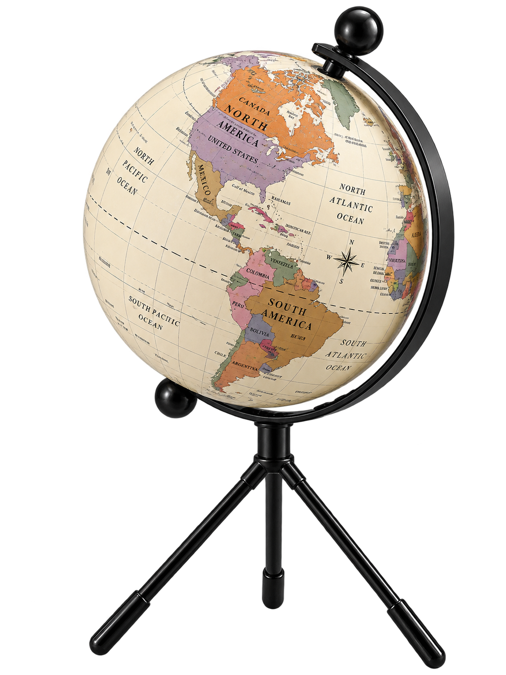 360° Rotating World Globe with Tripod Stand – Vintage Decorative & Educational Globe