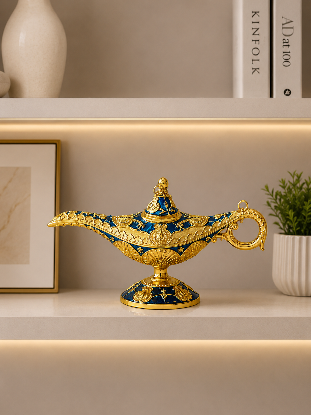Luxury Blue & Gold Aladdin Decorative Showpiece