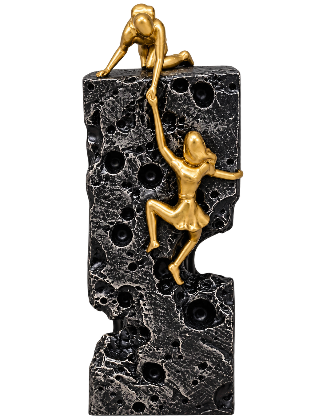 Luxury Climbing Couple Sculpture – Black & Gold Artistic Decorative Showpiece
