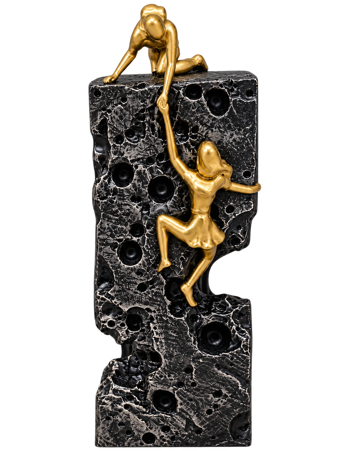 Luxury Climbing Couple Sculpture – Black & Gold Artistic Decorative Showpiece
