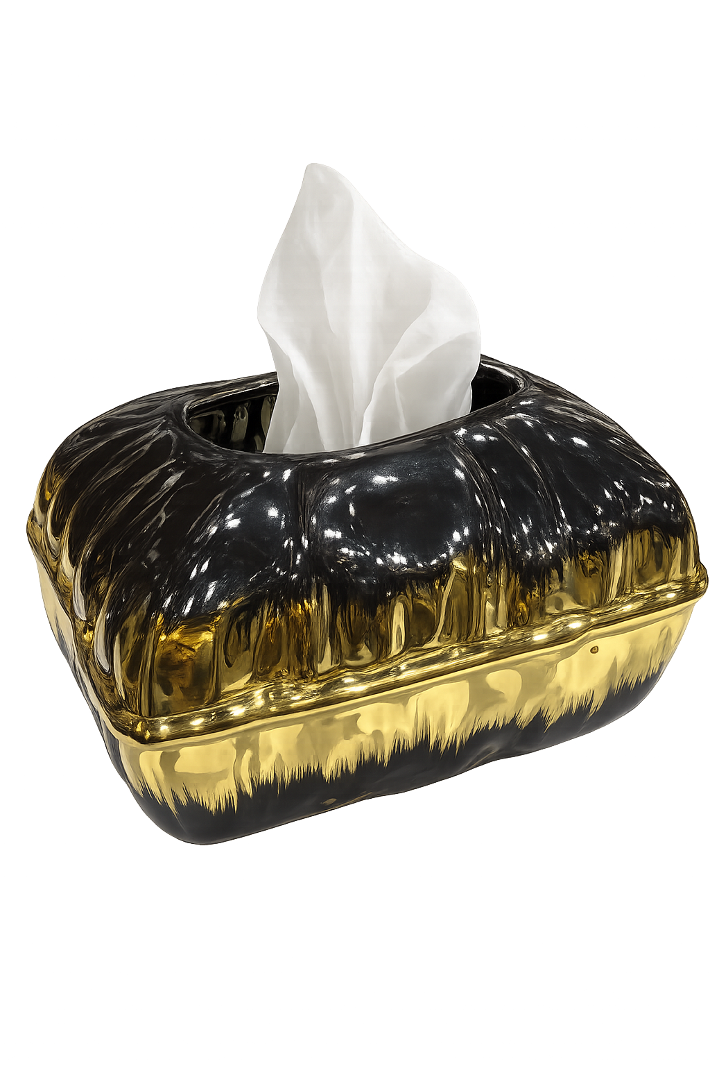 Luxury Black & Gold Tissue Box Cover – Decorative Resin Tissue Holder for Living Room & Office