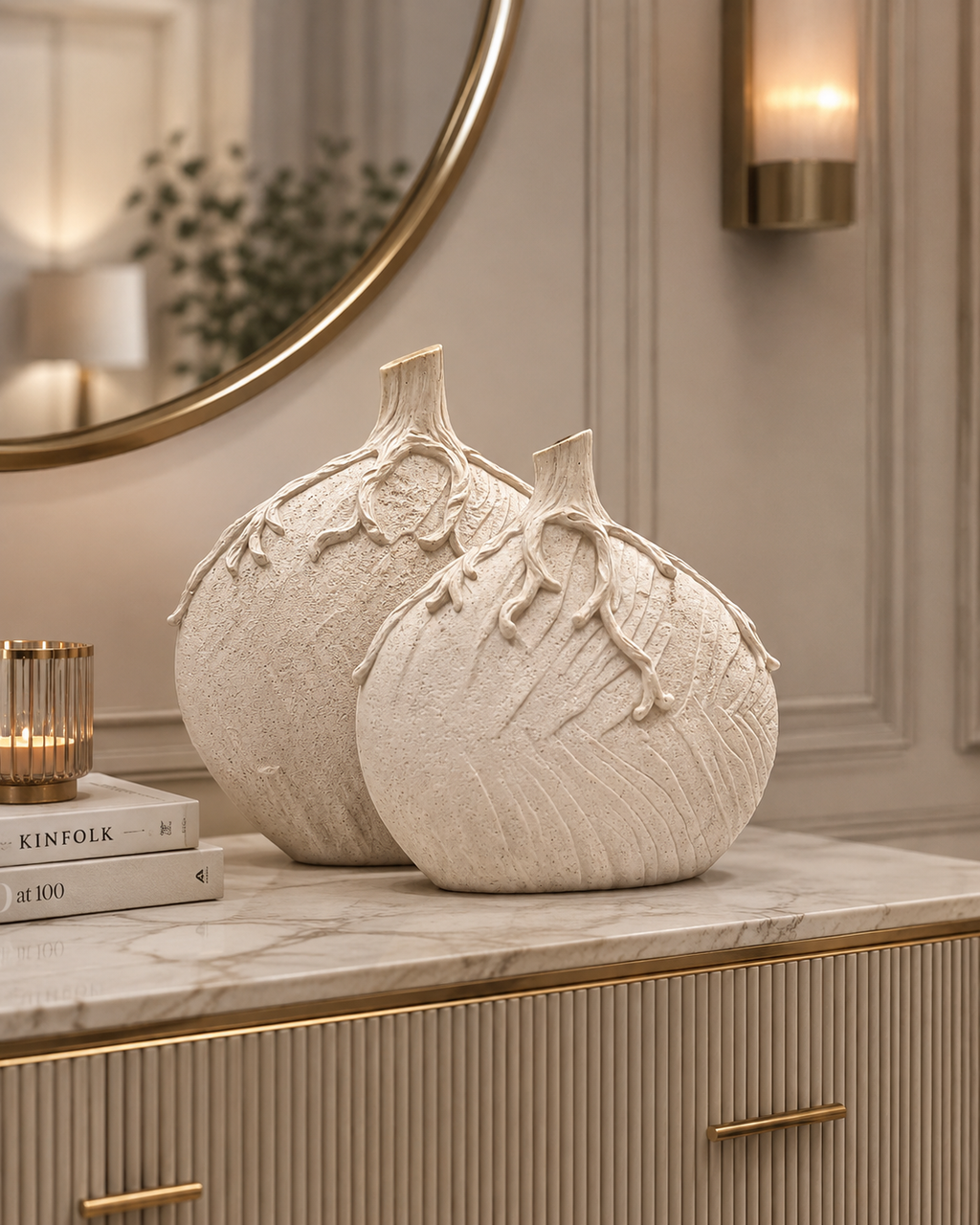 Artisan Textured Ceramic Vase Set – Modern Living Room Décor
