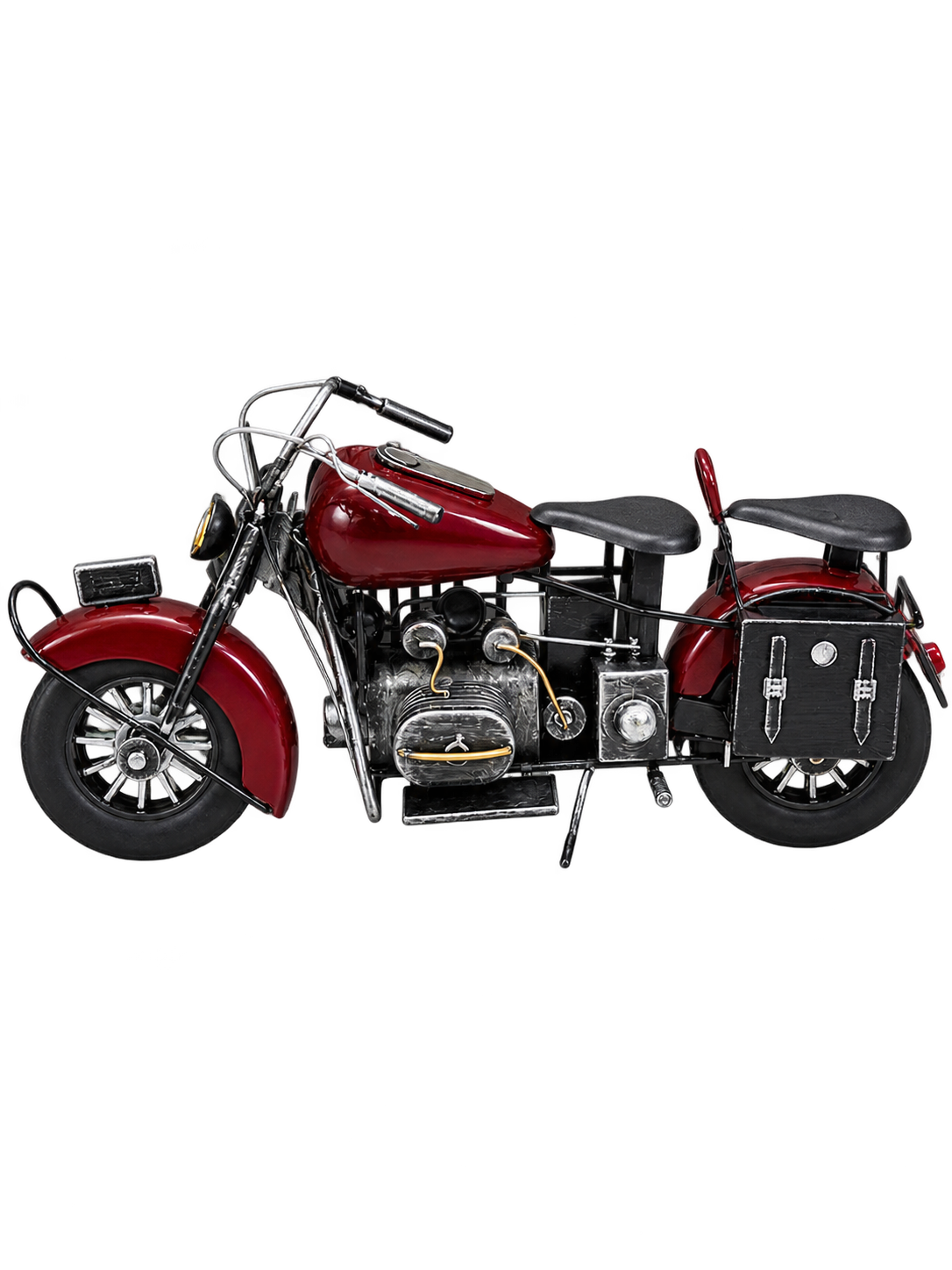 Vintage Metal Motorcycle Decorative Showpiece – Classic Red & Black Desk Décor